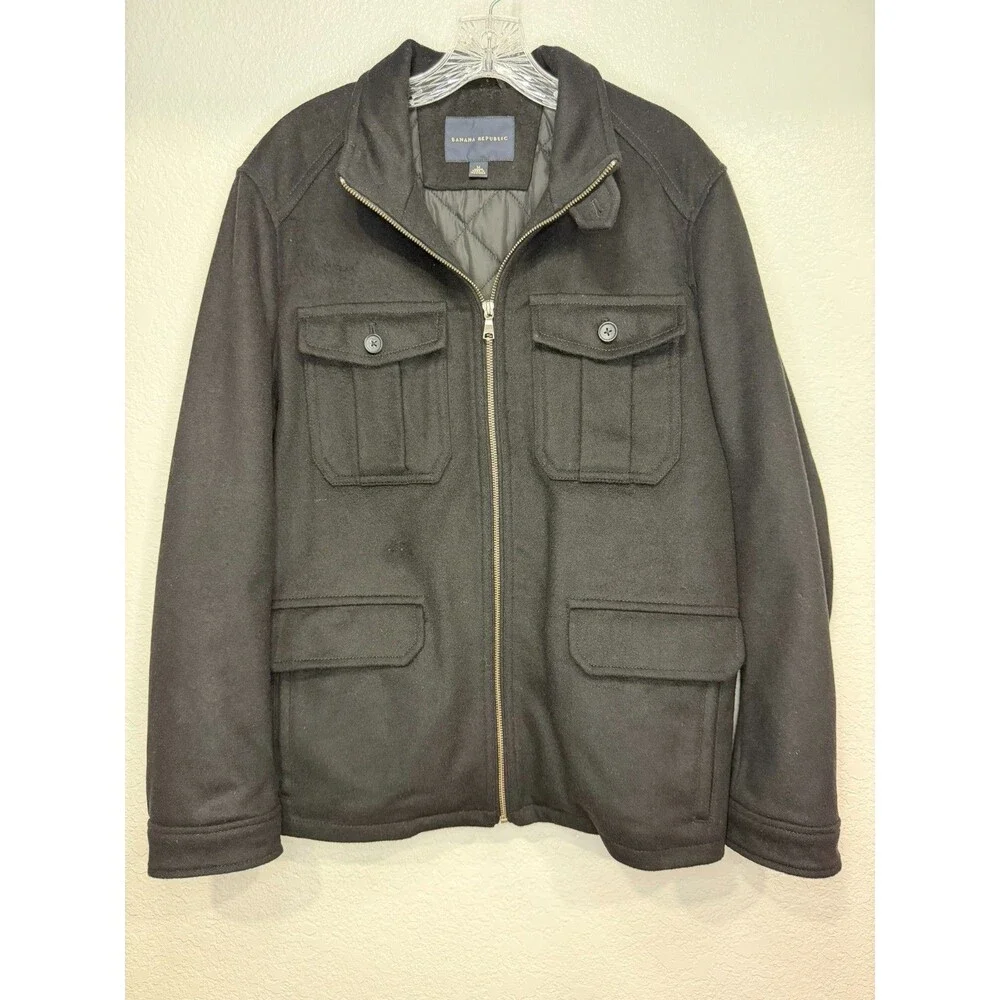 Banana Republic Men’s Medium Wool Black Jacket Full Zip B5